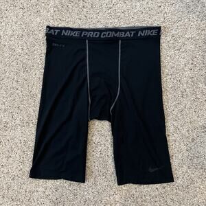 Nike Men's Sz XL Black Pro Combat Compression Shorts Dri Fit Spandex Tights